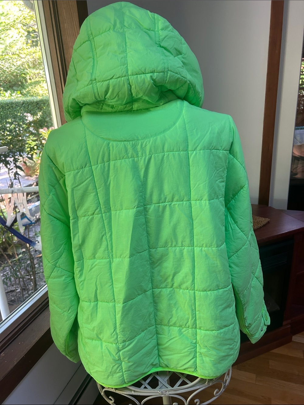 Neon Green Quilted Puffer Hoodie Jacket - Picture 2 of 6